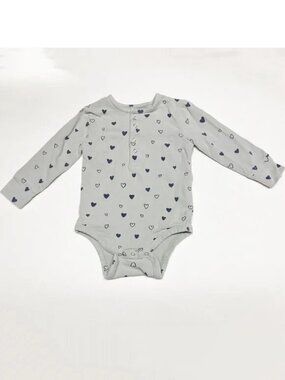 Pehr One-Piece Size 6-12 Months Sweetheart Blue Organic Cotton Long Sleeves